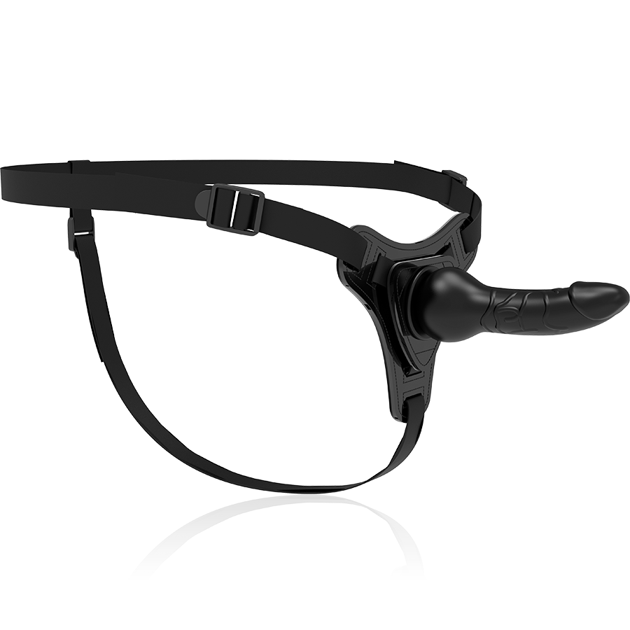 ARNÉS FETISH SUBMISSIVE - SILICONA NEGRO REALISTA 16 CM