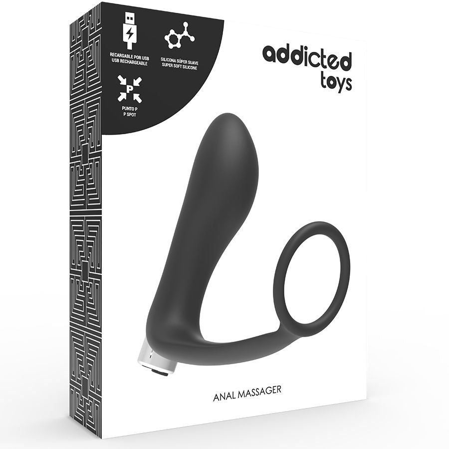 ADDICTED TOYS - VIBRADOR PROSTÁTICO VIBRADOR RECARGABLE - MODELO 1 - NEGRO