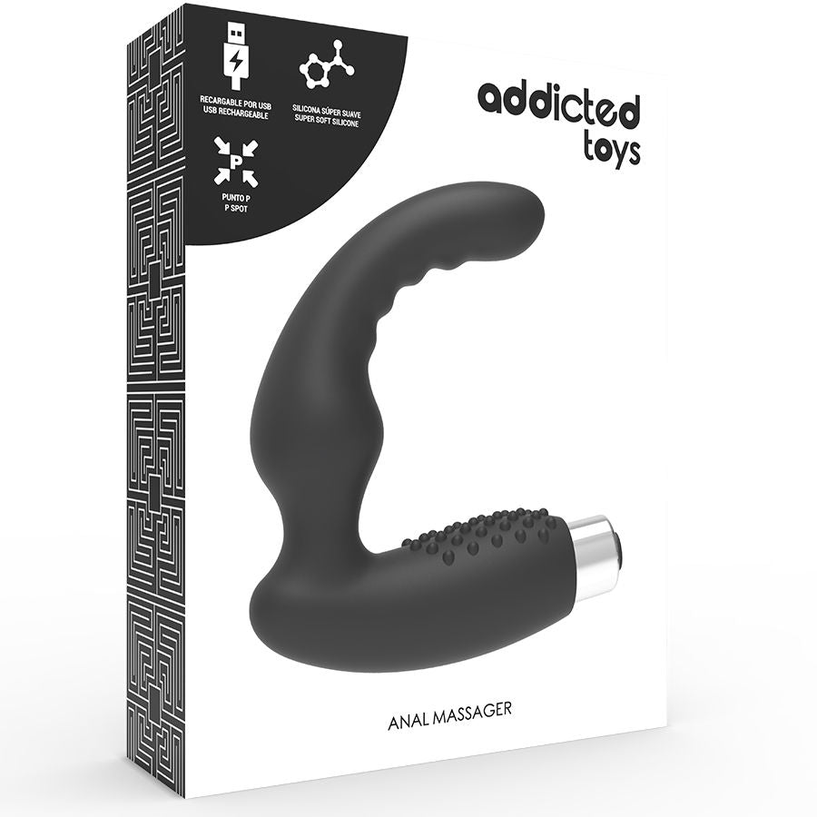 ADDICTED TOYS - VIBRADOR PROSTÁTICO VIBRADOR RECARGABLE - MODELO 2 - NEGRO