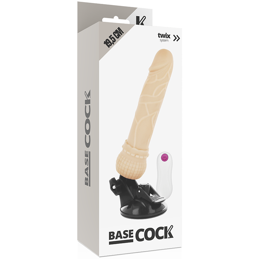 BASECOCK - VIBRADOR DE CONTROLE REMOTO REALISTA PRETO 19.5 CM -O- 4 CM