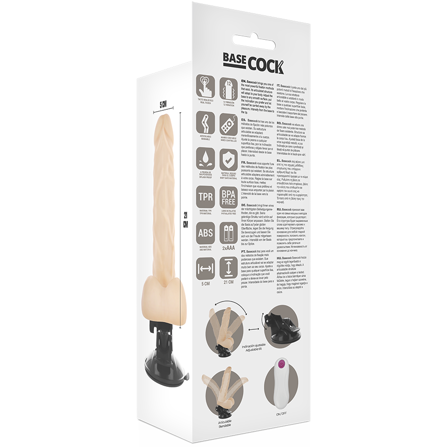 BASECOCK - VIBRADOR ARTICULVEL CONTROLE REMOTO PRETO 21 CM -O- 5 CM