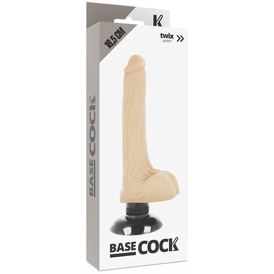 BASECOCK - VIBRADOR REALISTA 2-1 NATURAL 18.5 CM -O- 4 CM