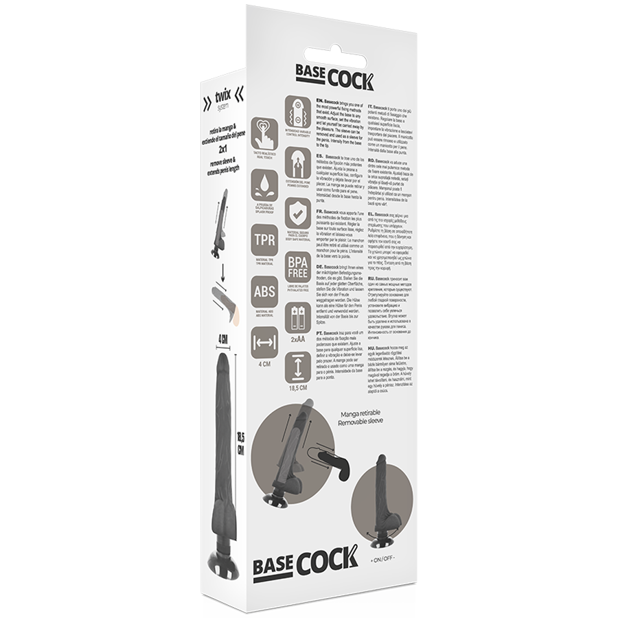 BASECOCK - VIBRADOR REALISTA 2-1 NATURAL 18.5 CM -O- 4 CM