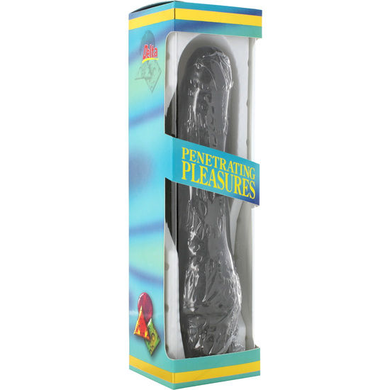 SEVEN CREACIONES - VIBRADOR VINIL P-SHAPE PÊNIS PRETO 20 CM