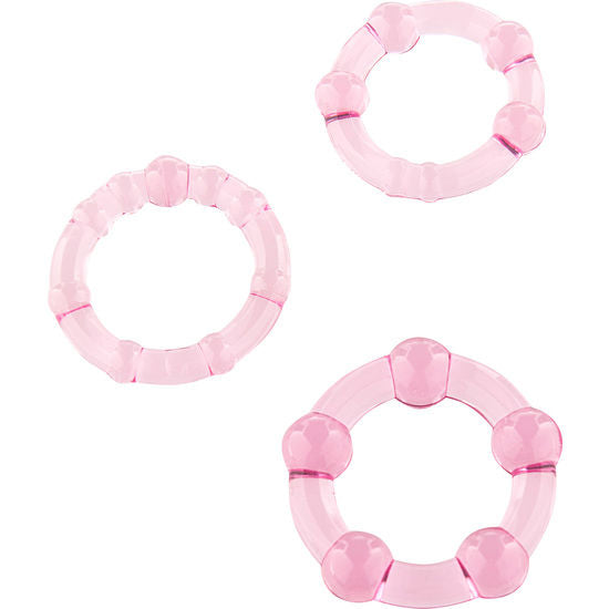 SIETE CREACIONES - CONJUNTO DE TRÊS ANÉIS PARA PÊNIS ROSA