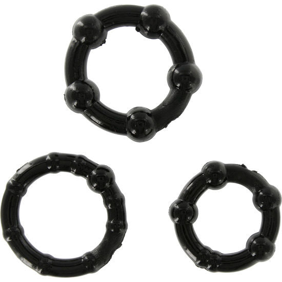 SIETE CREACIONES - CONJUNTO DE TRÊS ANÉIS DE PÉNIS PRETOS