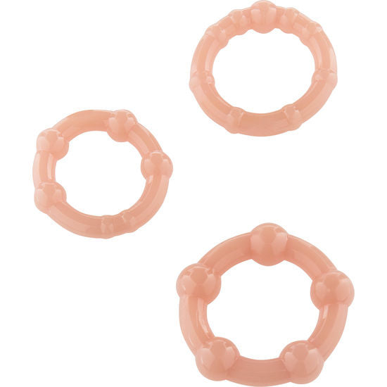 SIETE CREACIONES - CONJUNTO DE TRÊS ANÉIS DE PÉNIS DE PELE