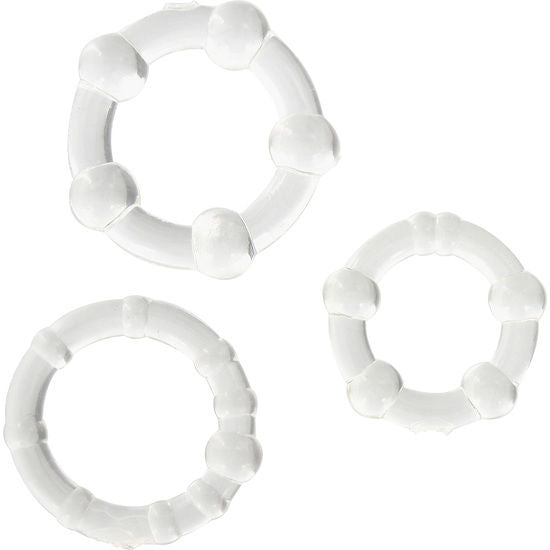 SIETE CREACIONES - CONJUNTO DE TRÊS ANÉIS PARA PÉNIS TRANSPARENTES