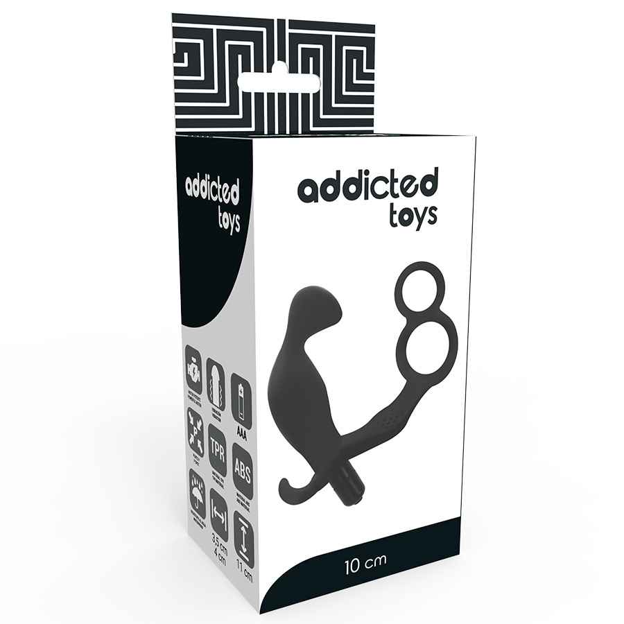 ADDICTED TOYS - PLUG ANAL CON ANILLO DE PENE DOBLE Y TESTÍCULOS NEGRO