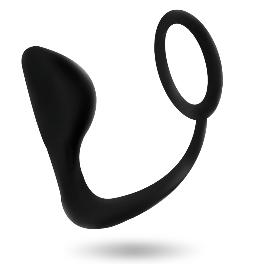 ADICTO A LOS JUGUETES - TAPA ANAL CON ANILLO DE PENE NEGRO