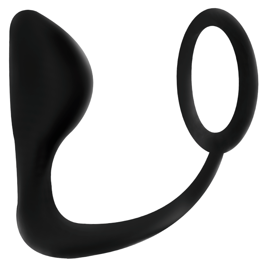 ADICTO A LOS JUGUETES - TAPA ANAL CON ANILLO DE PENE NEGRO