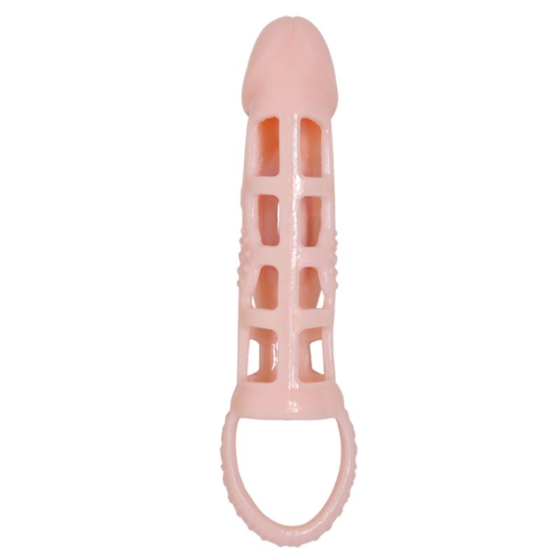 BAILE - CAPA EXTENSORA DE PENE CON VIBRACIÓN Y ALA NATURAL 13.5 CM