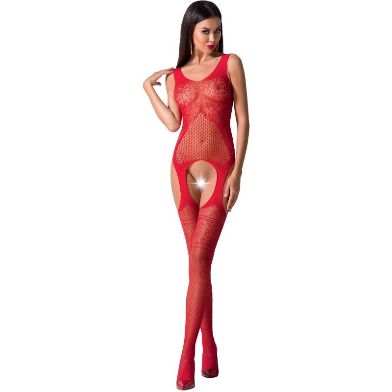 Passion - Mujer BS061 Bodystocking Vermelho Tamanho Único