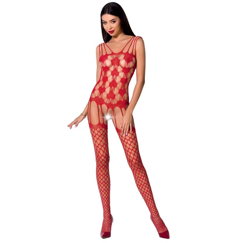 Passion - Mujer BS067 Bodystocking Vermelho Tamanho Único