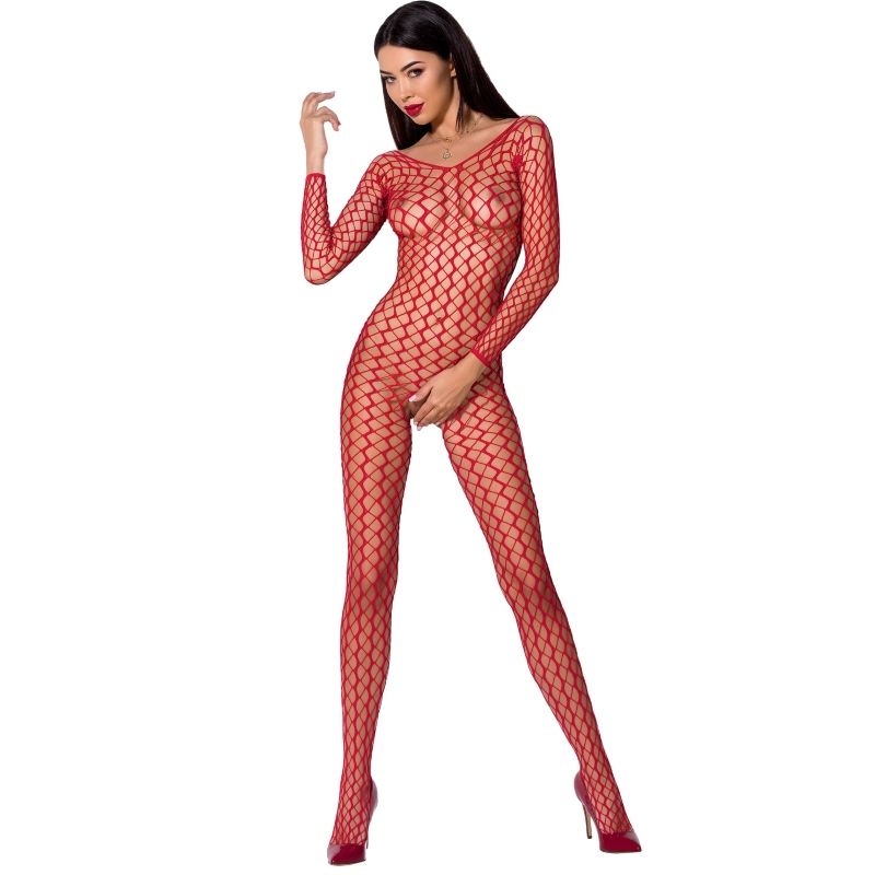 Passion - Mujer BS068 Bodystocking Vermelho Tamanho Único