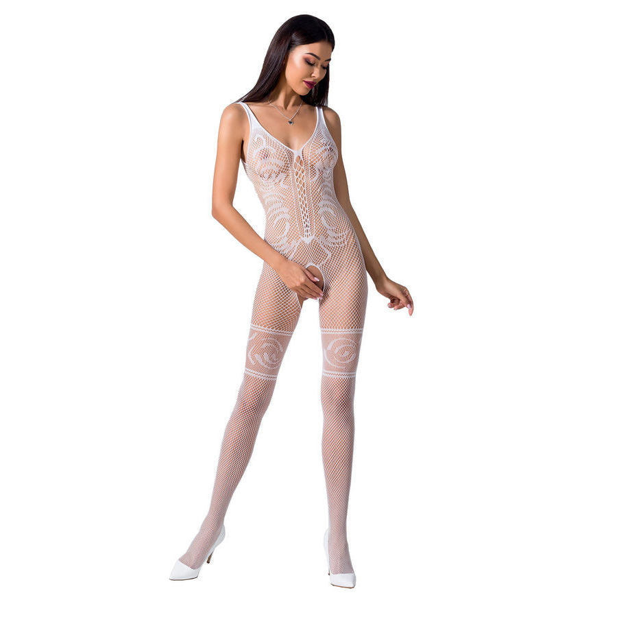 Passion - Mujer BS069 Bodystocking Branco Tamanho Único