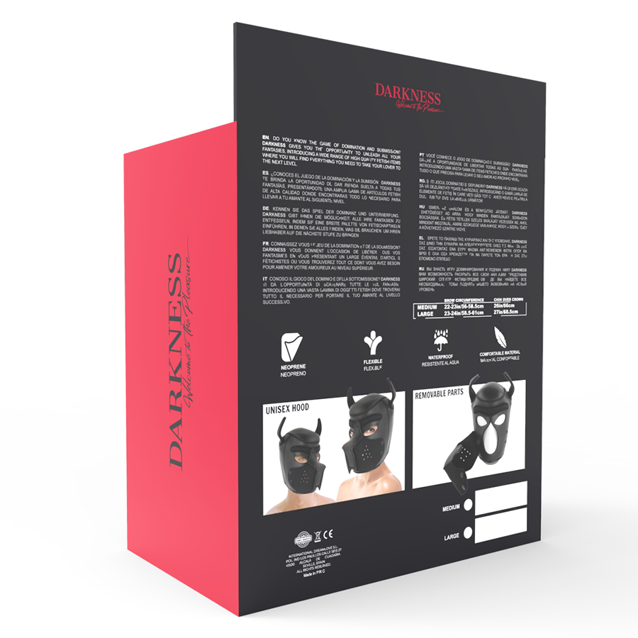 DARKNESS - MSCARA DE NEOPRENO PARA CES COM FOCINHO REMOVÍVEL L