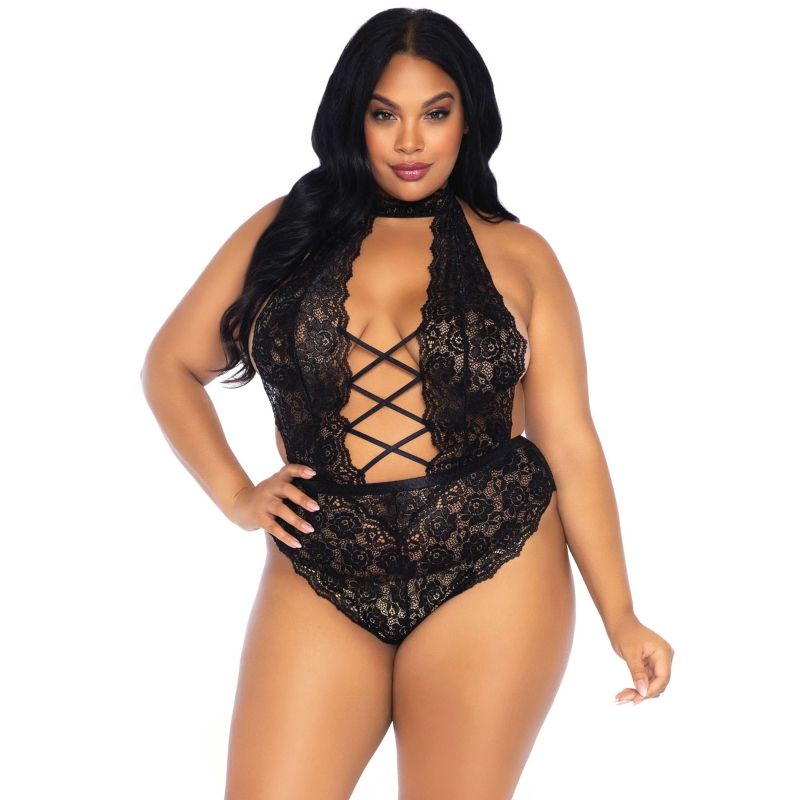 LEG AVENUE - TEDDY SIN CUELLO FLORAL RENDA TALLA GRANDE