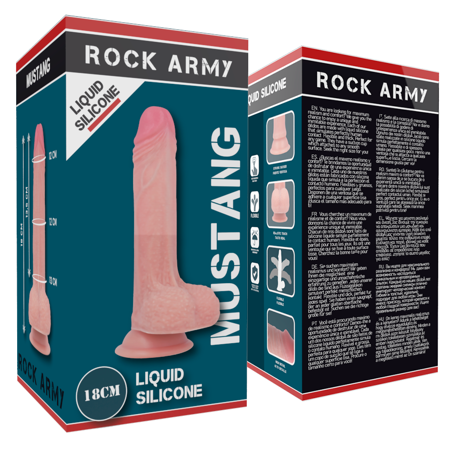 Rockarmy - Silicona Líquido Premium Mustang Realista 18 Cm O 4,14 Cm