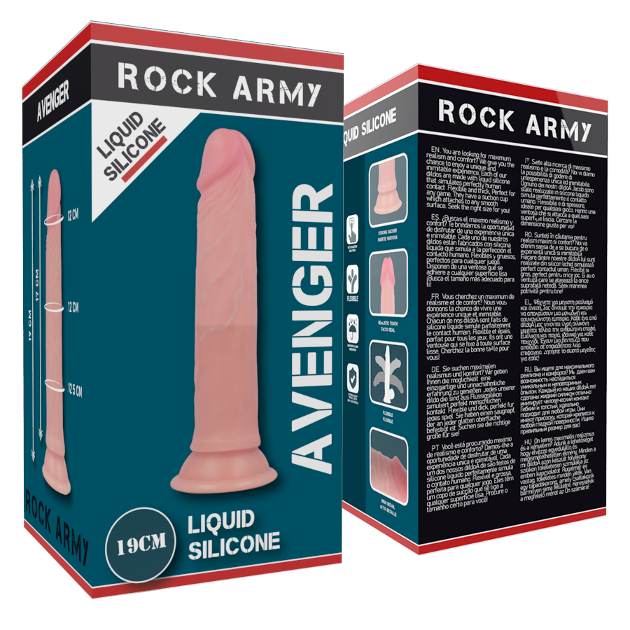 Rockarmy - Silicona Líquido Premium Avenger Realista 19 Cm - 3,98 Cm
