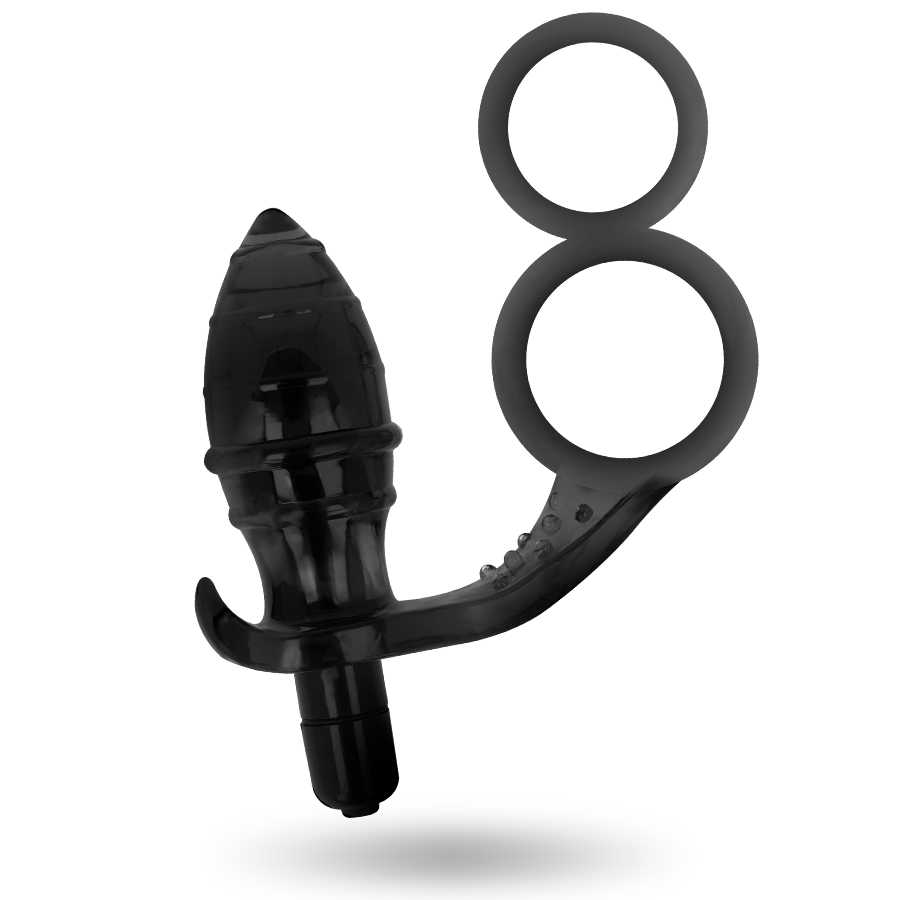 JUGUETES ADICTOS - PLUG ANAL COM ANEL DUPLO PRETO