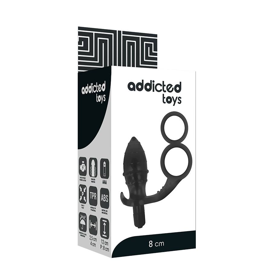 JUGUETES ADICTOS - PLUG ANAL COM ANEL DUPLO PRETO