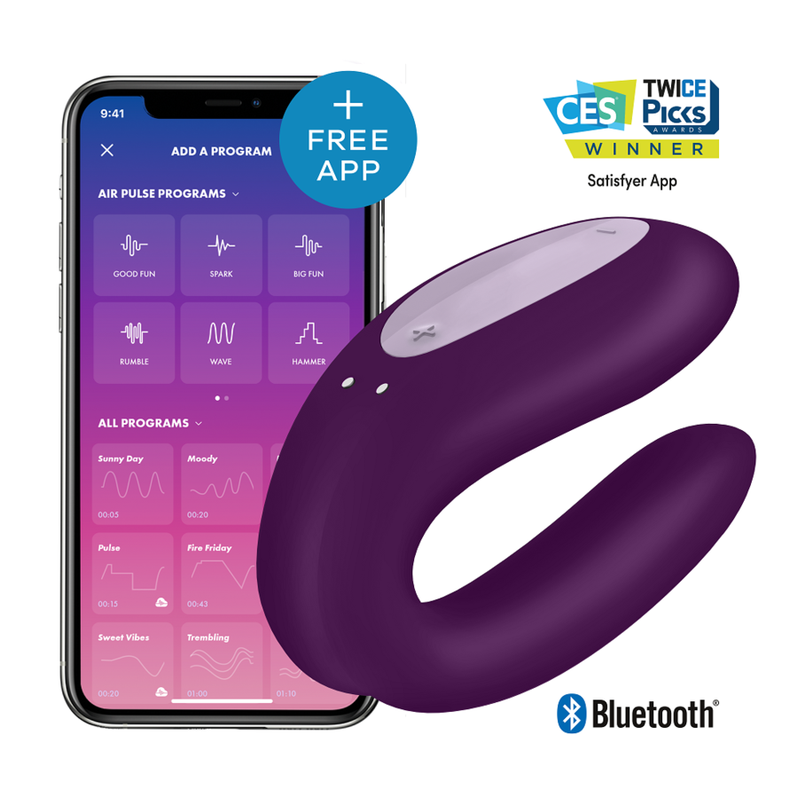 SATISFYER - DOBLE ALEGRÍA CON APP MORADO
