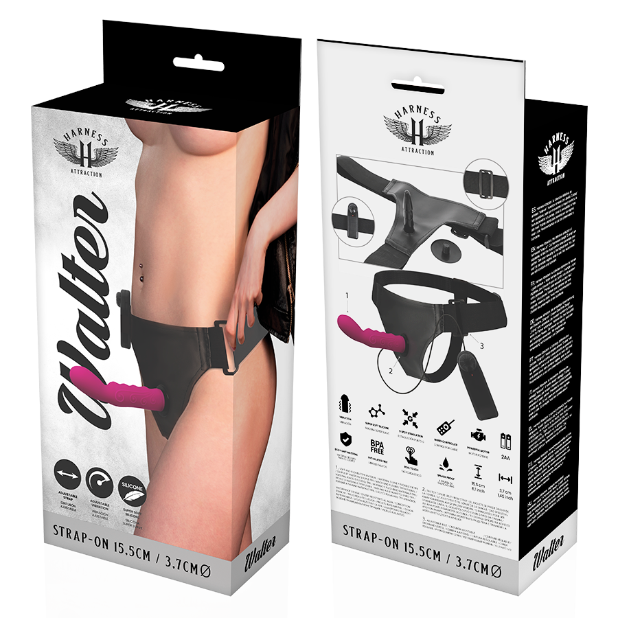 ARNÉS ATRACCIÓN - RNES WALTER CON VIBRADOR 15.5 CM -O- 3.7 CM