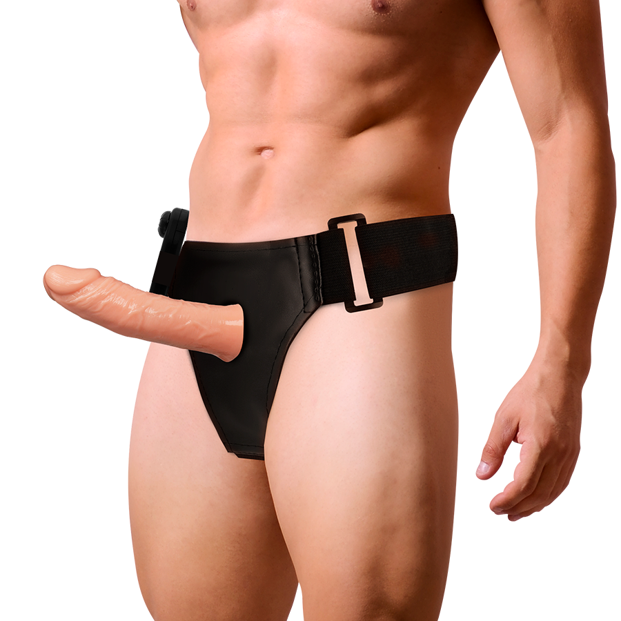 ARNÉS ATRACCIÓN - RNES HOLLOW BENNY CON VIBRADOR 15 CM -O- 4.5 CM