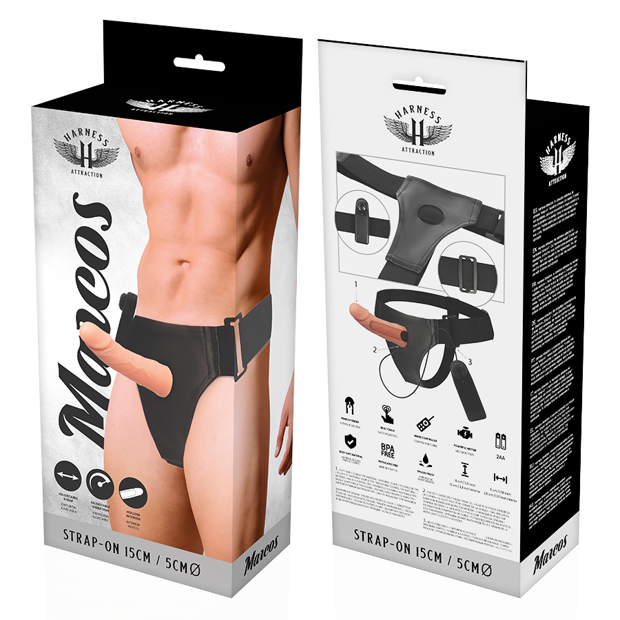 ARNÉS ATRACCIÓN - RNES ESTRUTURAS OCAS COM VIBRADOR 15 CM -O- 5 CM