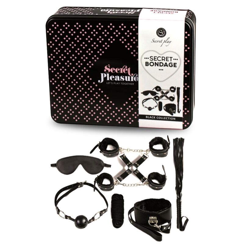 SECRETPLAY - CONJUNTO BDSM 8 PEÇAS PRETO - Sex Shop Sexy