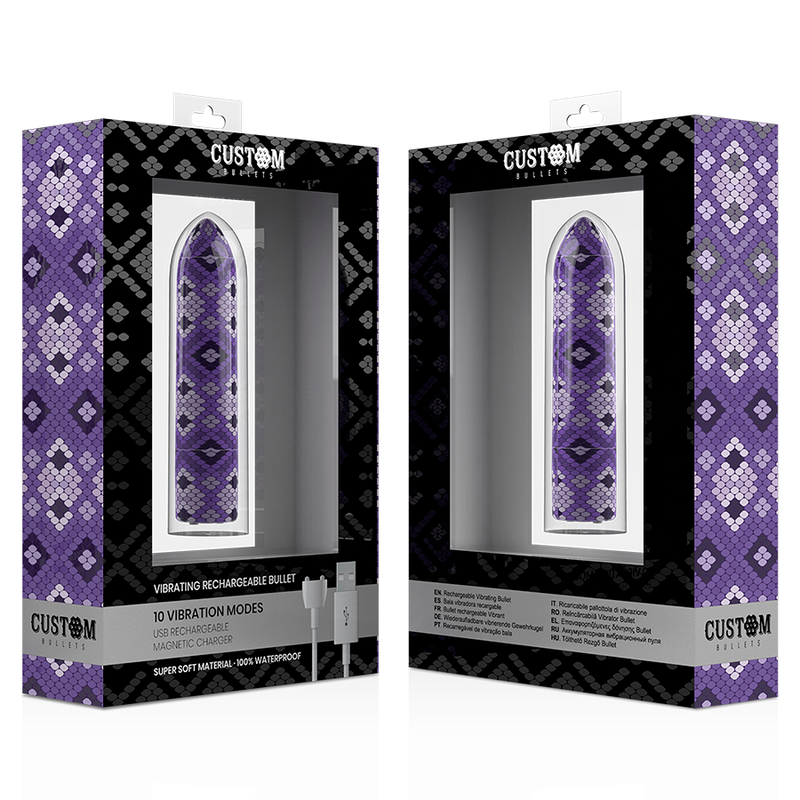 BALAS PERSONALIZADAS - BALA MAGNÉTICA SERPIENTE RECARGABLE MORADA 10V