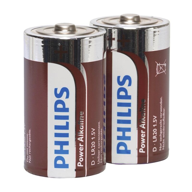 Philips - Baterías Alcalinas D LR20 Blíster * 2