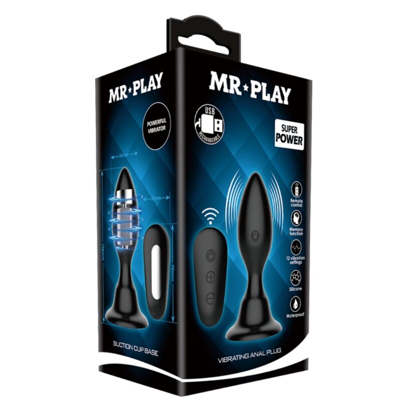 MR PLAY - PLUG ANAL COM CONTROL REMOTO VIBRAO PRETO