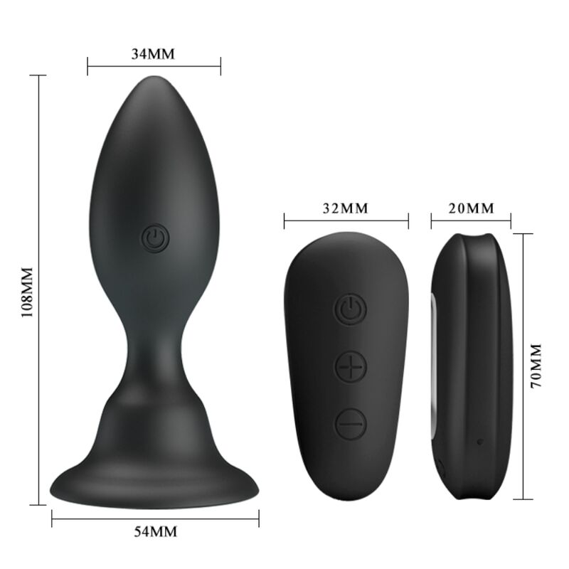 MR PLAY - PLUG ANAL COM CONTROL REMOTO VIBRAO PRETO