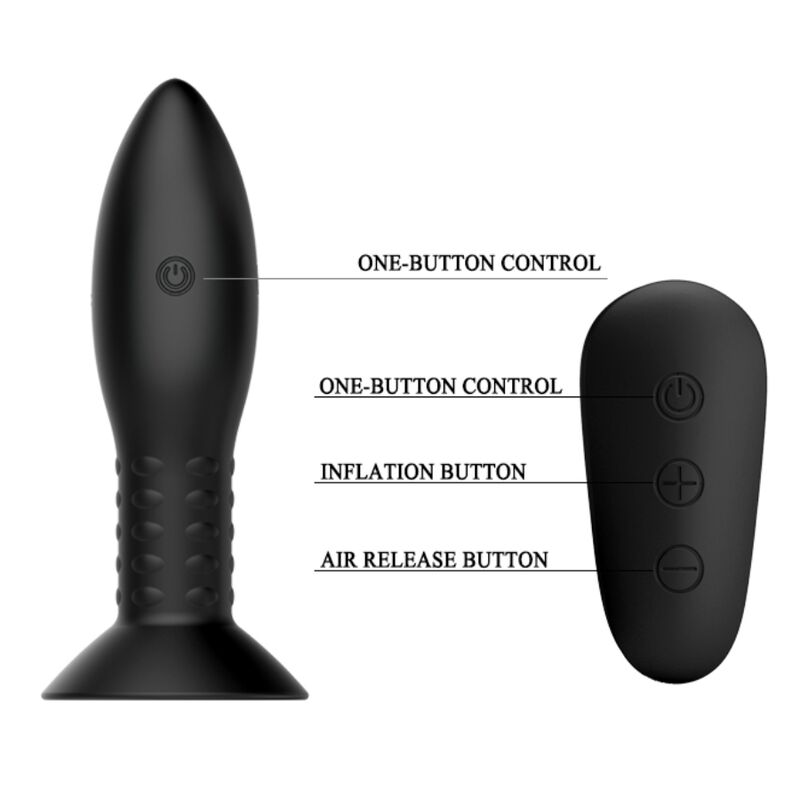MR PLAY - PLUG CON CONTROL REMOTO DE BOLAS ROTATIVAS NEGRAS