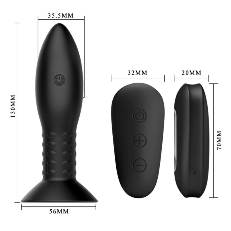 MR PLAY - PLUG CON CONTROL REMOTO DE BOLAS ROTATIVAS NEGRAS