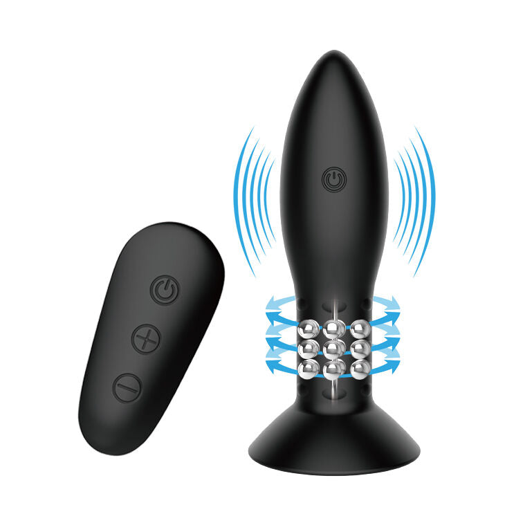 MR PLAY - PLUG CON CONTROL REMOTO DE BOLAS ROTATIVAS NEGRAS