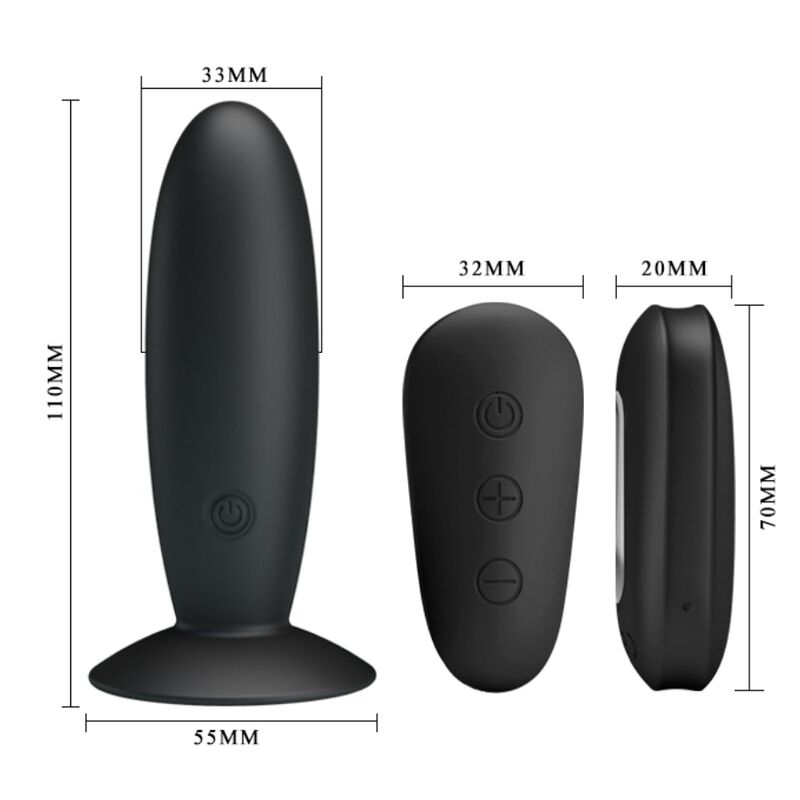 MR PLAY - PLUG ANAL COM CONTROL REMOTO VIBRAO PRETO