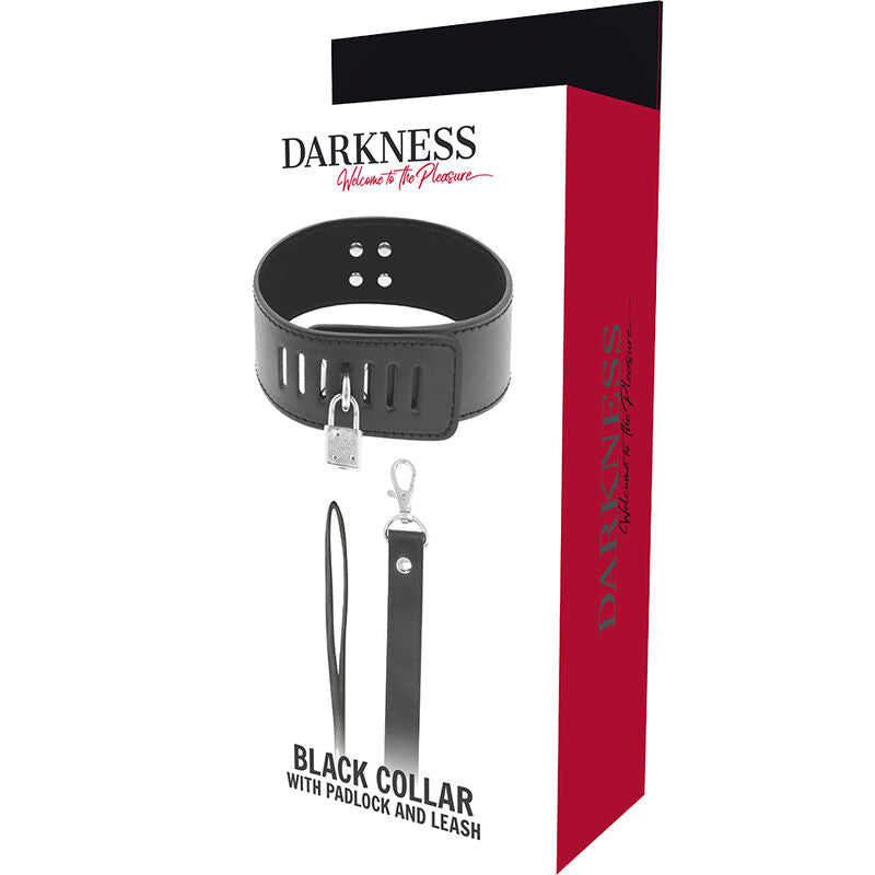 DARKNESS - COLAR BDSM COM CADEADO PRETO