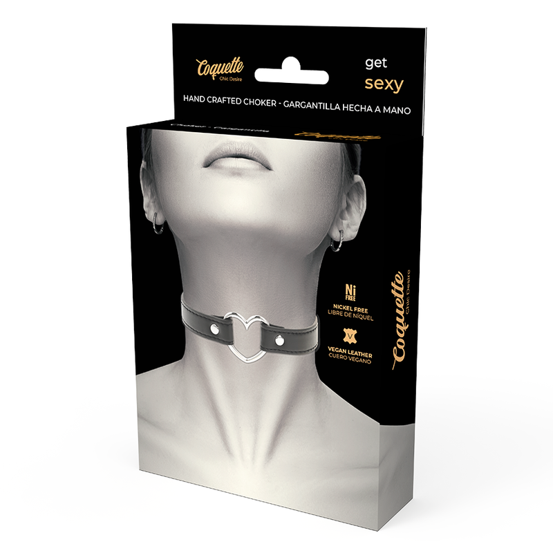 COQUETTE CHIC DESIRE - COLLAR DE CUERO VEGANO ACCESORIO DE CORAZÓN MUJER