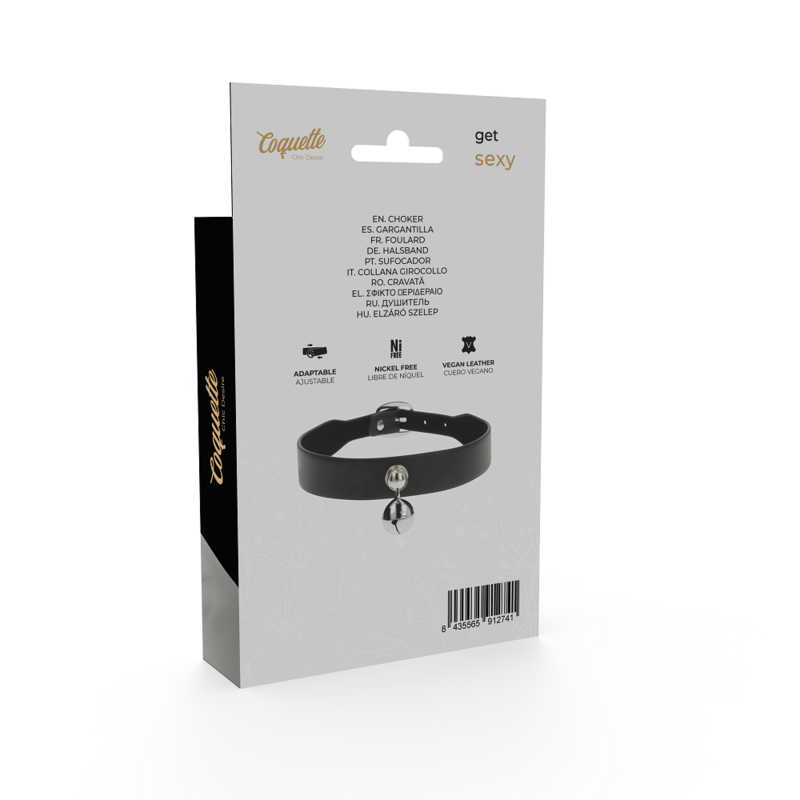 COQUETTE CHIC DESIRE - COLLAR DE CUERO VEGANO MUJER ACCESORIO DE CASCABEL