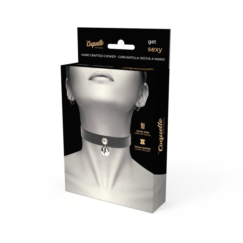 COQUETTE CHIC DESIRE - COLLAR DE CUERO VEGANO MUJER ACCESORIO DE CASCABEL