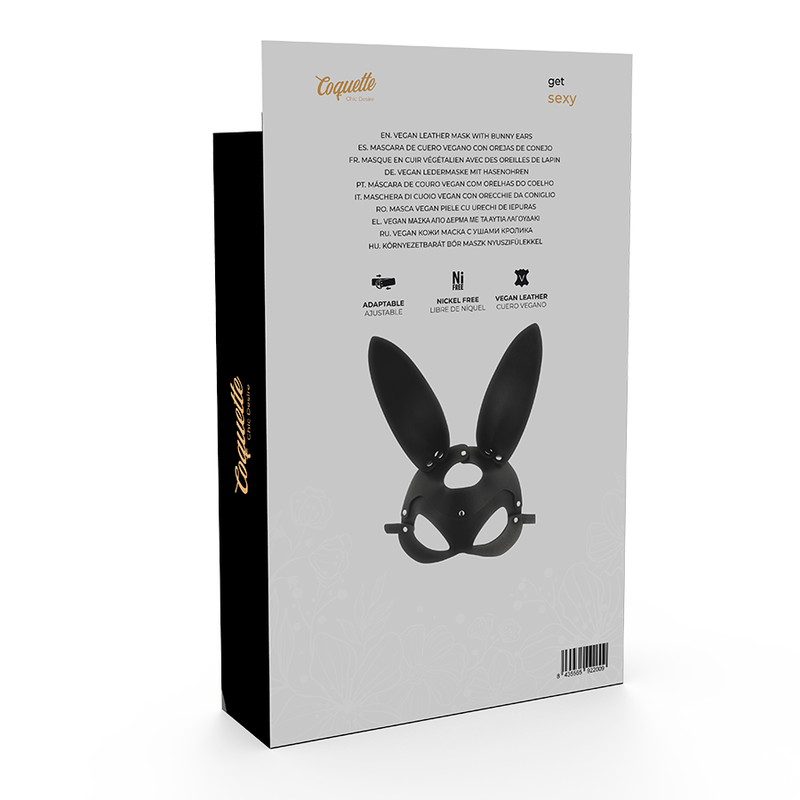 COQUETA CHIC DESIRE - MSCARA DE COURO VEGANO COM ORELHAS DE COELHO