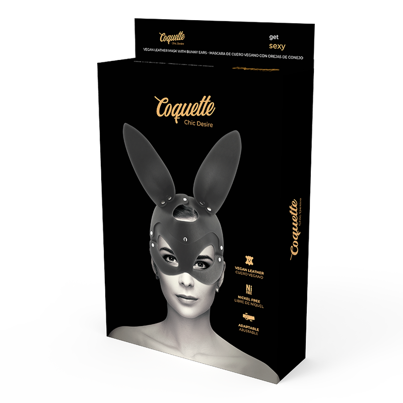 COQUETA CHIC DESIRE - MSCARA DE COURO VEGANO COM ORELHAS DE COELHO
