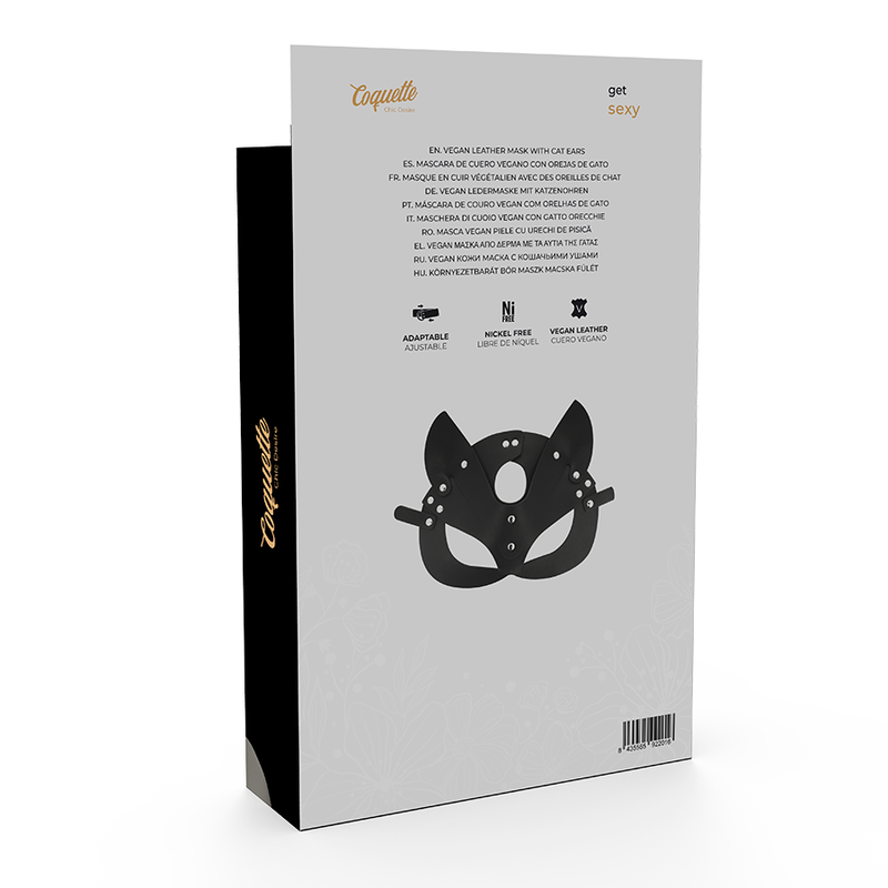 COQUETA CHIC DESIRE - MSCARA DE COURO VEGANO COM ORELHAS DE GATO