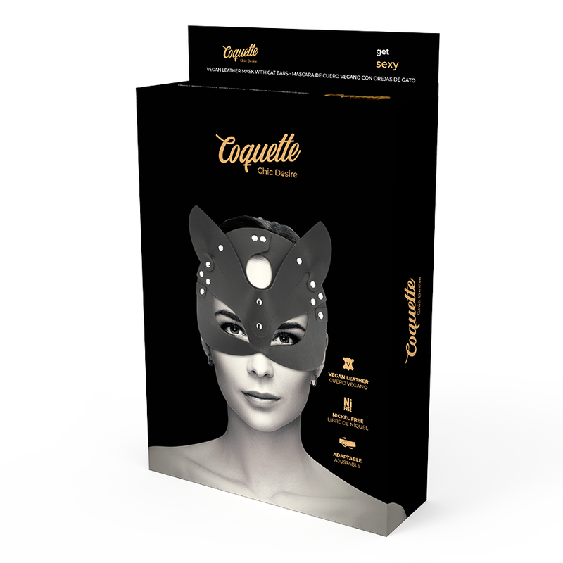 COQUETA CHIC DESIRE - MSCARA DE COURO VEGANO COM ORELHAS DE GATO