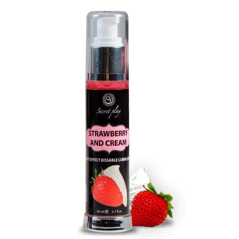 SECRETPLAY - LUBRIFICANTE 2 EM 1 EFEITO CALOR MORANGO & NATAS 50 ML - Sex Shop Sexy
