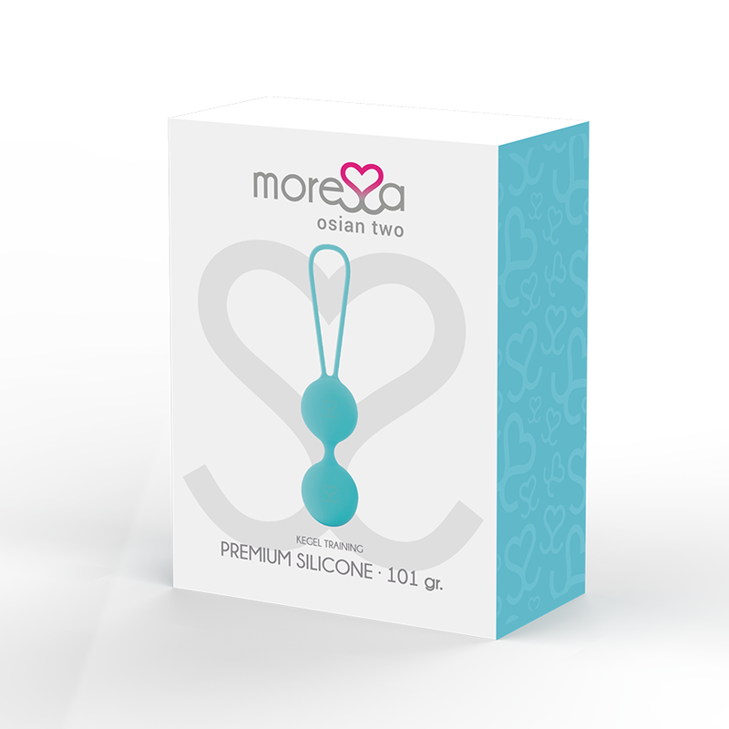 MORESSA - OSIAN TWO EXERCÍCIOS DE REEDUCAÇÃO PÉLVICA 101 g PREMIUM SILICONE TURQUESA - Sex Shop Sexy