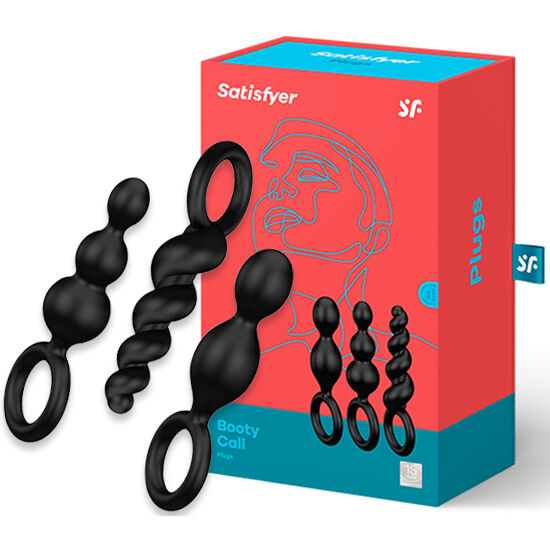 SATISFYER - CONJUNTO DE 3 PLUGS ANAIS PRETO - Sex Shop Sexy